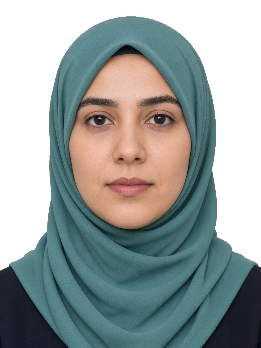Passport portrait of a woman in a hijab with her full face visible
