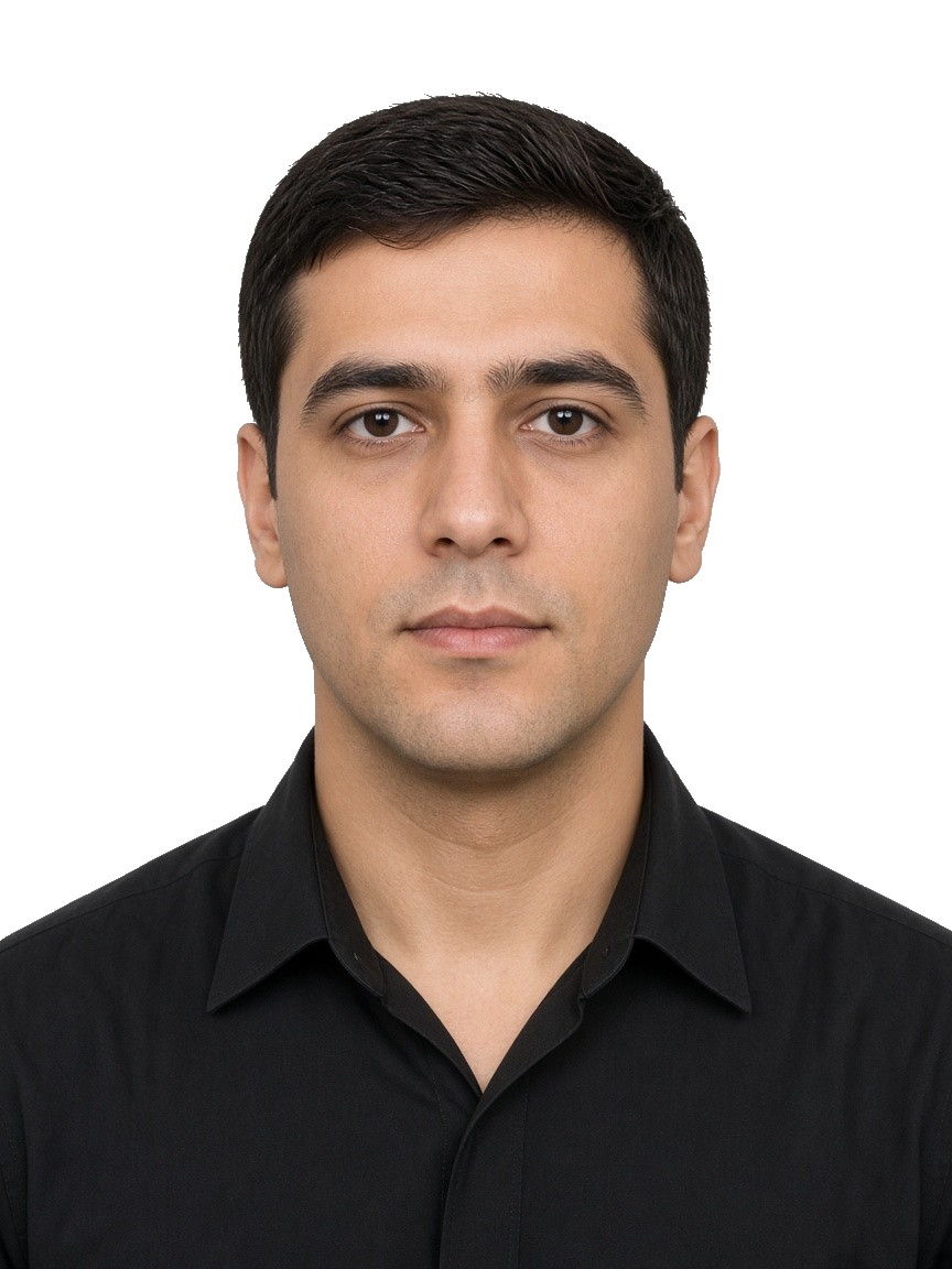Passport portrait with a closed mouth and a neutral expression